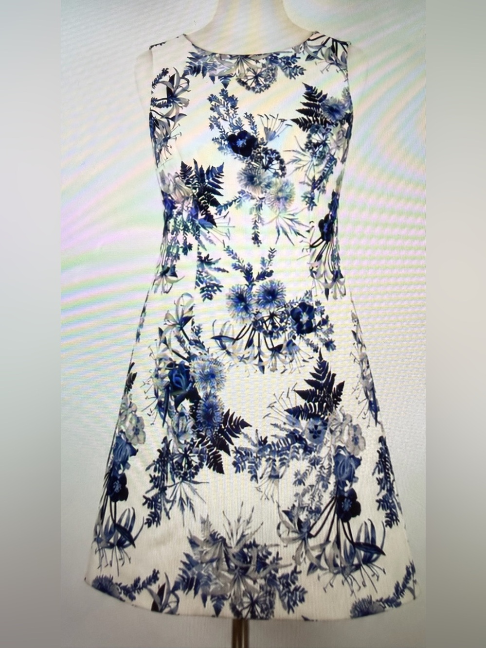 ALYX Dress Blue Floral A-Line Sleeveless Mini Cocktail Dress Size 18
